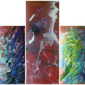 Anna Rozmuska - Tryptyk Duchy Lasu - Akryl, płótno i płyta 100 x140 cm